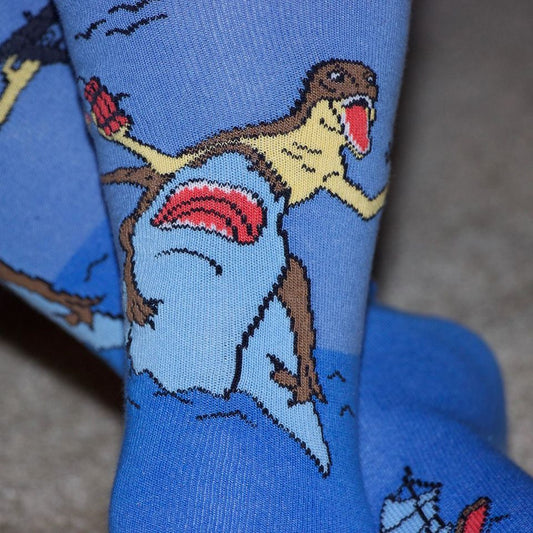 Dinosaur and Shark Socks from the Sock Panda (Adult Large - Men's Shoe Sizes 8 - 12)