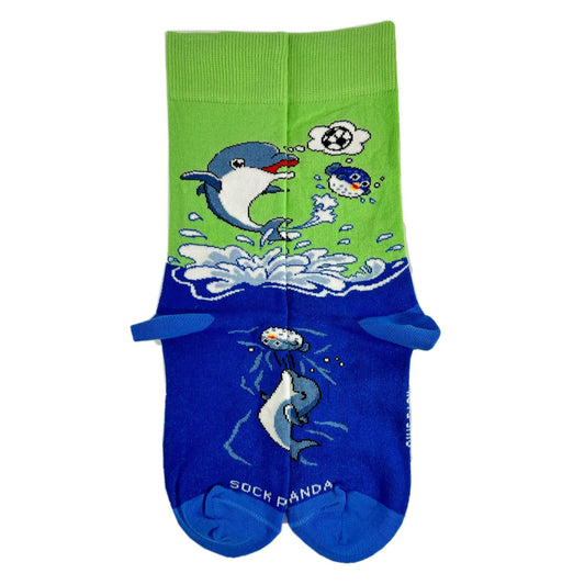 Dolphins and Soccer Socks from the Sock Panda (Adult Small - Shoe Sizes 2 - 5)
