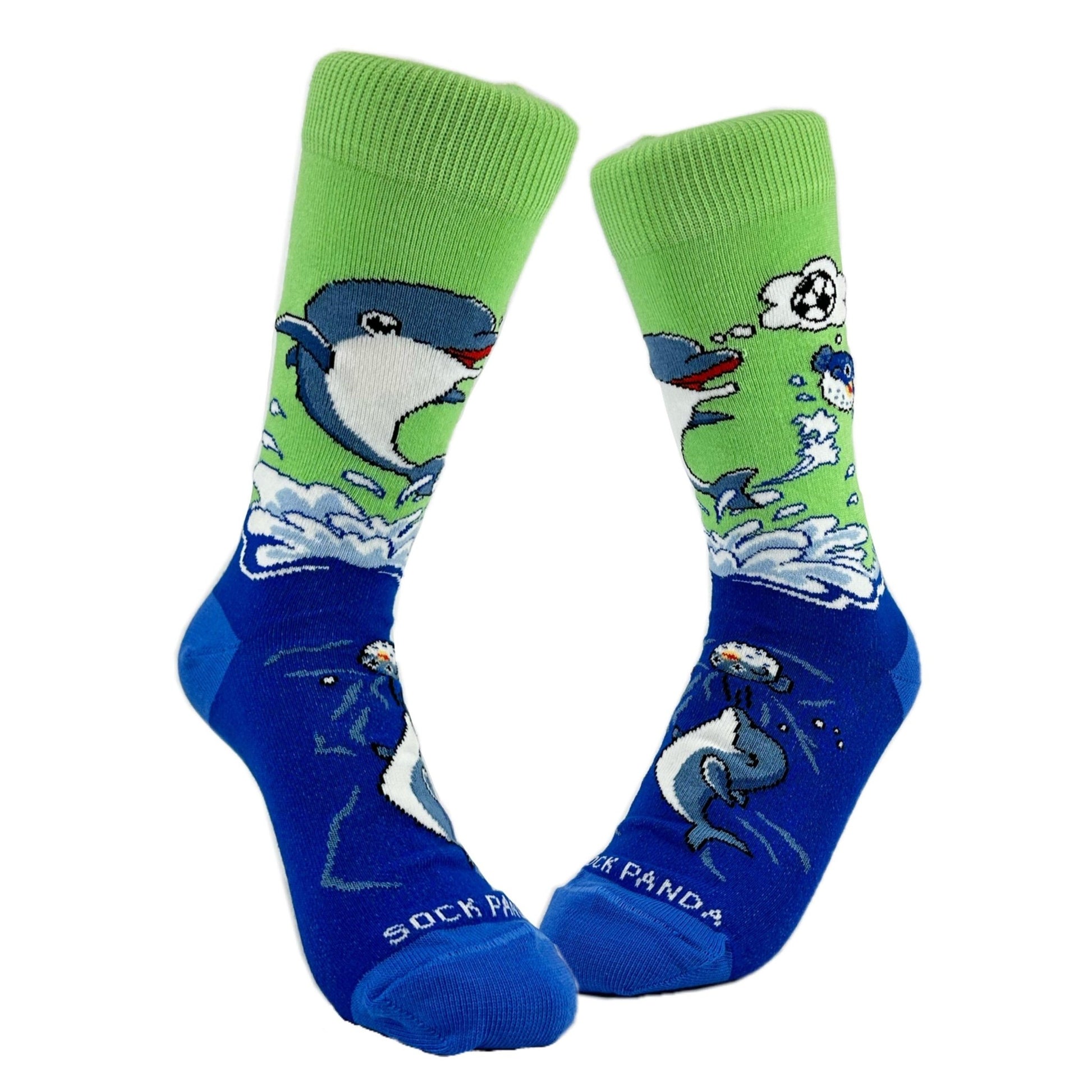 Dolphins and Soccer Socks from the Sock Panda (Adult Small - Shoe Sizes 2 - 5)