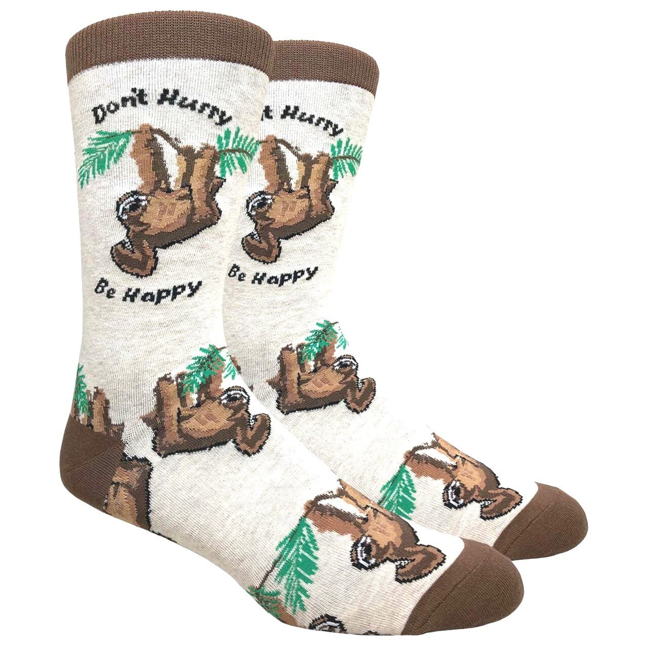 Don't Hurry, Be Happy Sloth Socks (Adult Large - Men's Shoe Sizes 8 - 12)