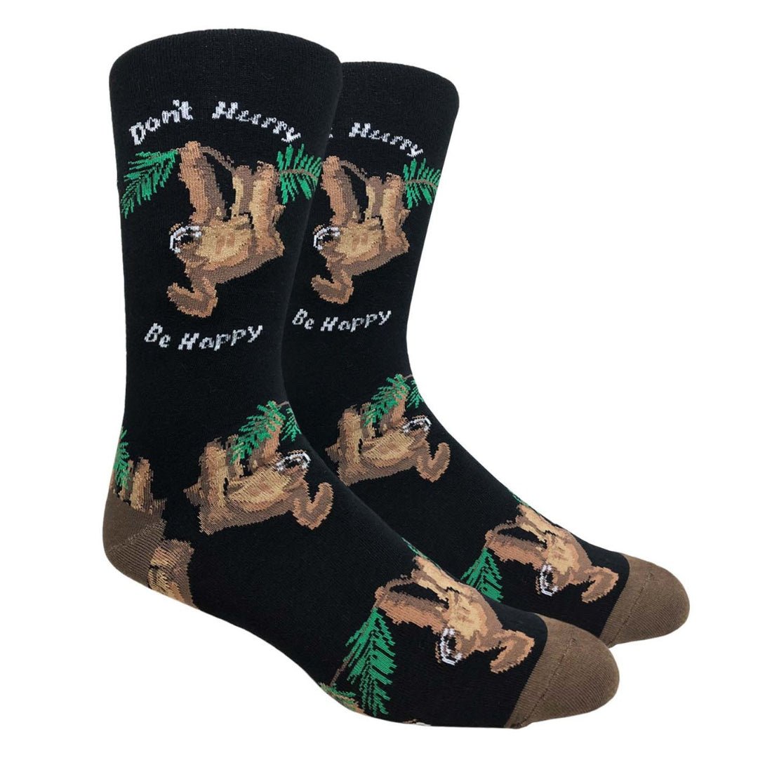 Don't Hurry, Be Happy Sloth Socks (Adult Large - Men's Shoe Sizes 8 - 12)