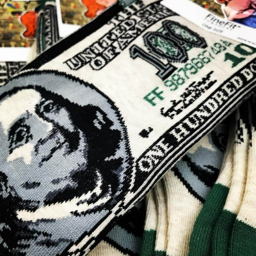 Benjamin Franklin 100 Dollar Bill Socks