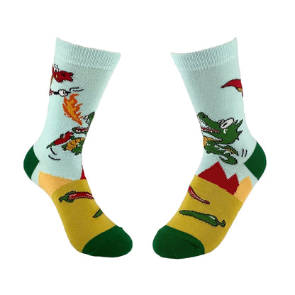 Dragon Pepper and Marshmallow Party Socks from the Sock Panda (Adult Small - Shoe Sizes 2 - 5)