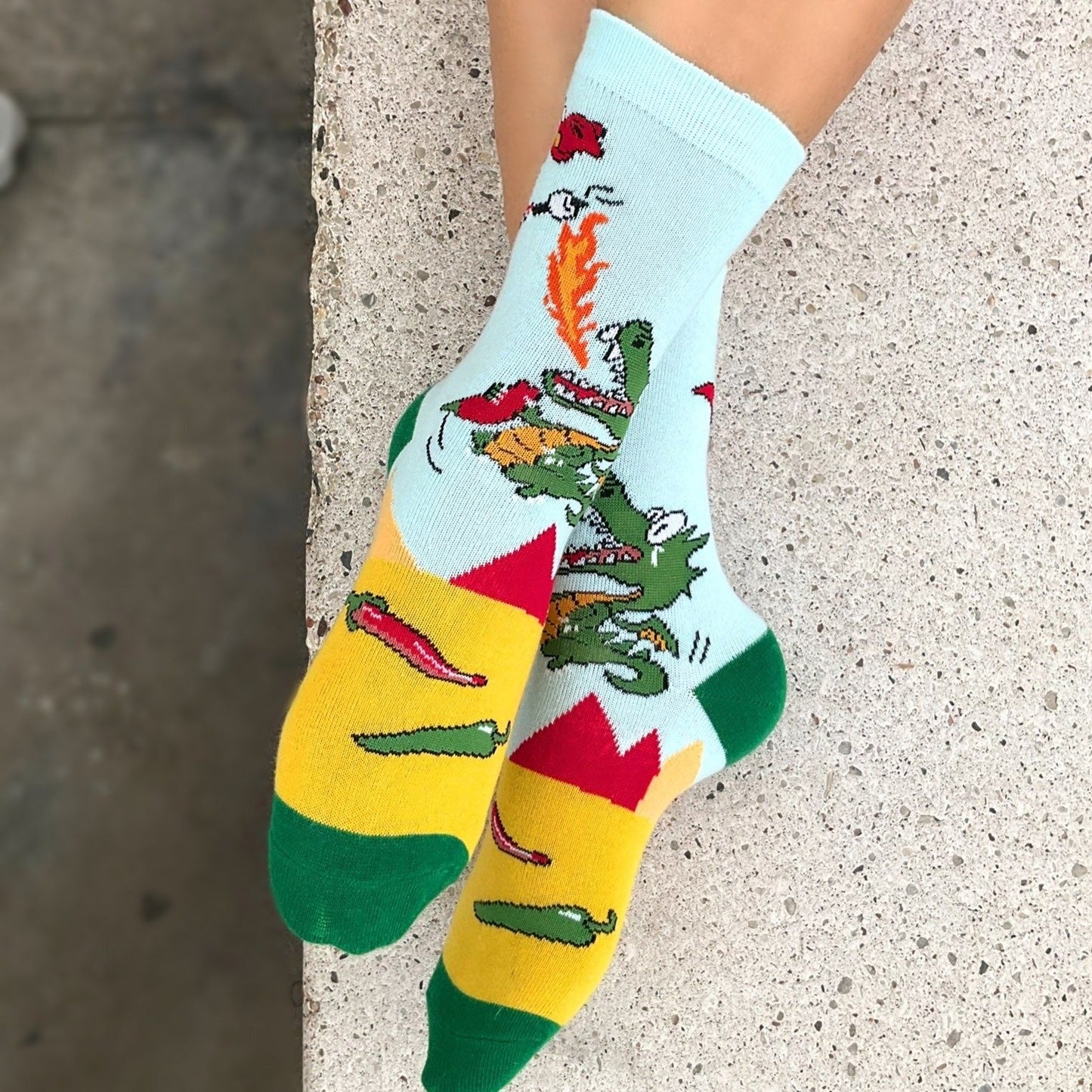 Dragon Pepper and Marshmallow Party Socks from the Sock Panda (Adult Small - Shoe Sizes 2 - 5)