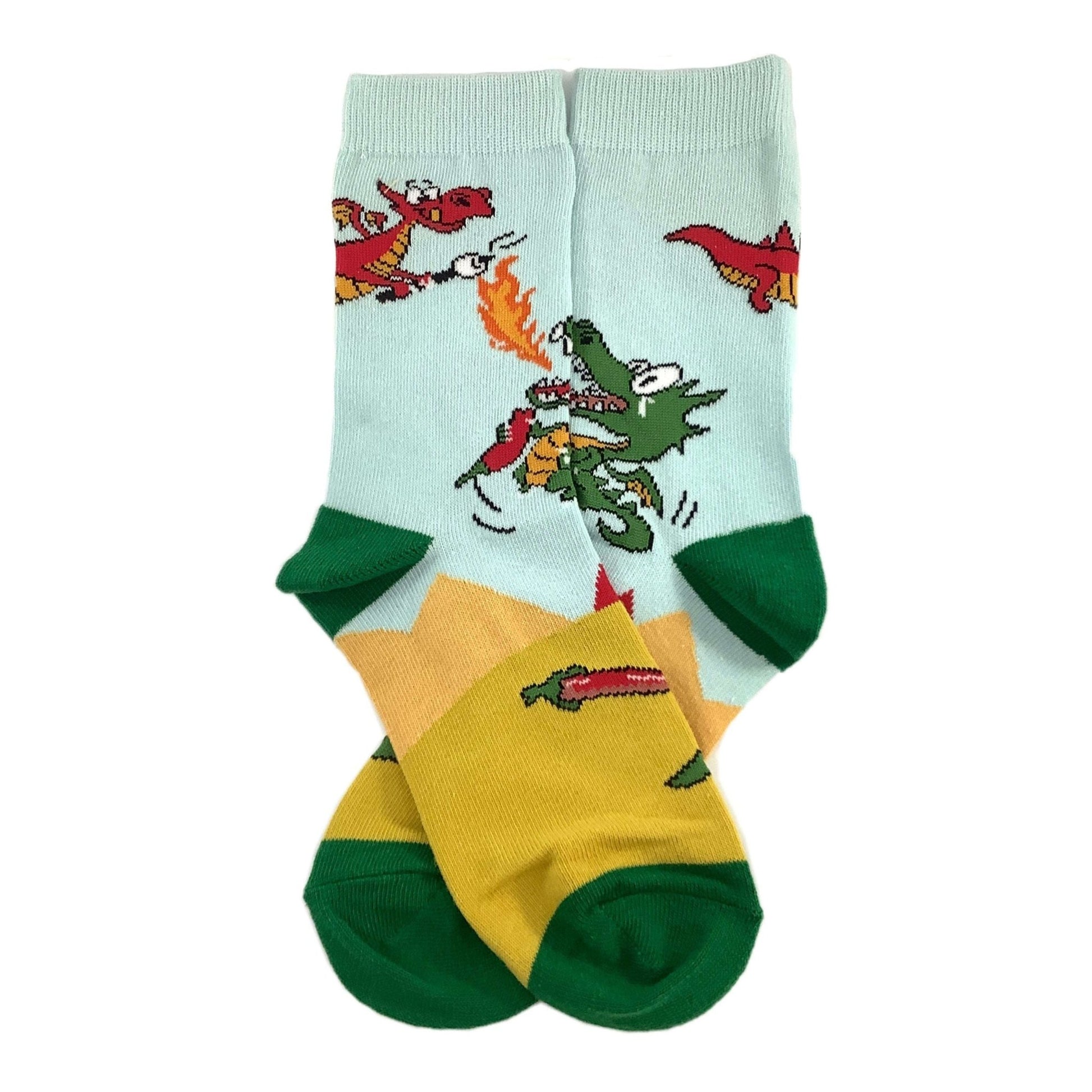 Dragon Pepper and Marshmallow Party Socks from the Sock Panda (Adult Small - Shoe Sizes 2 - 5)
