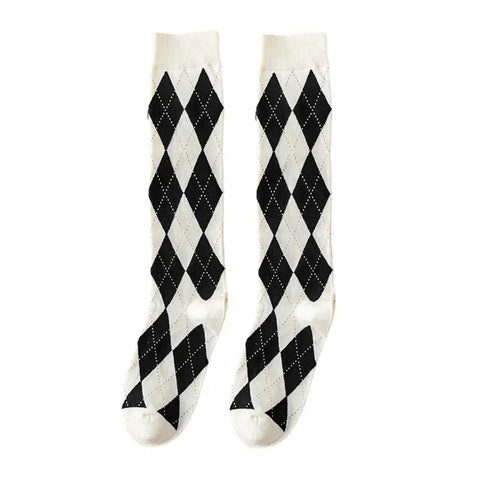 Black and White Argyle Socks from the Sock Panda (Knee High)