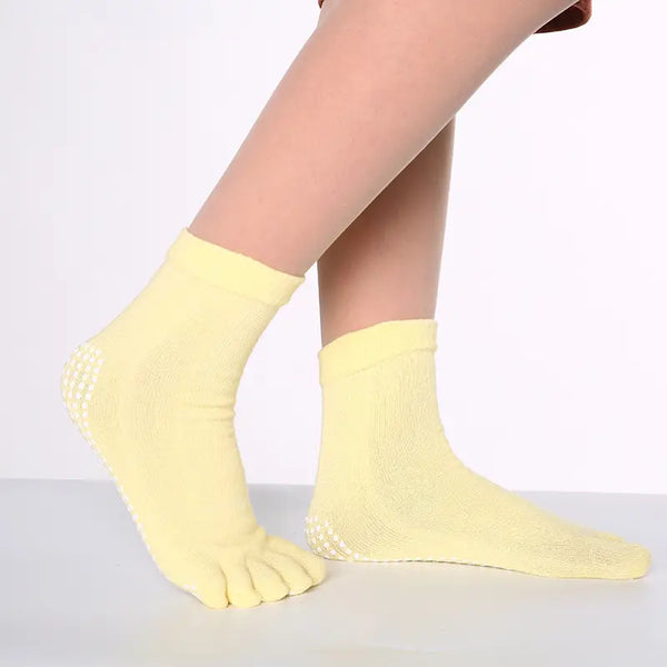 Love Yoga Rainbow Yellow Toe Socks (Adult Medium)