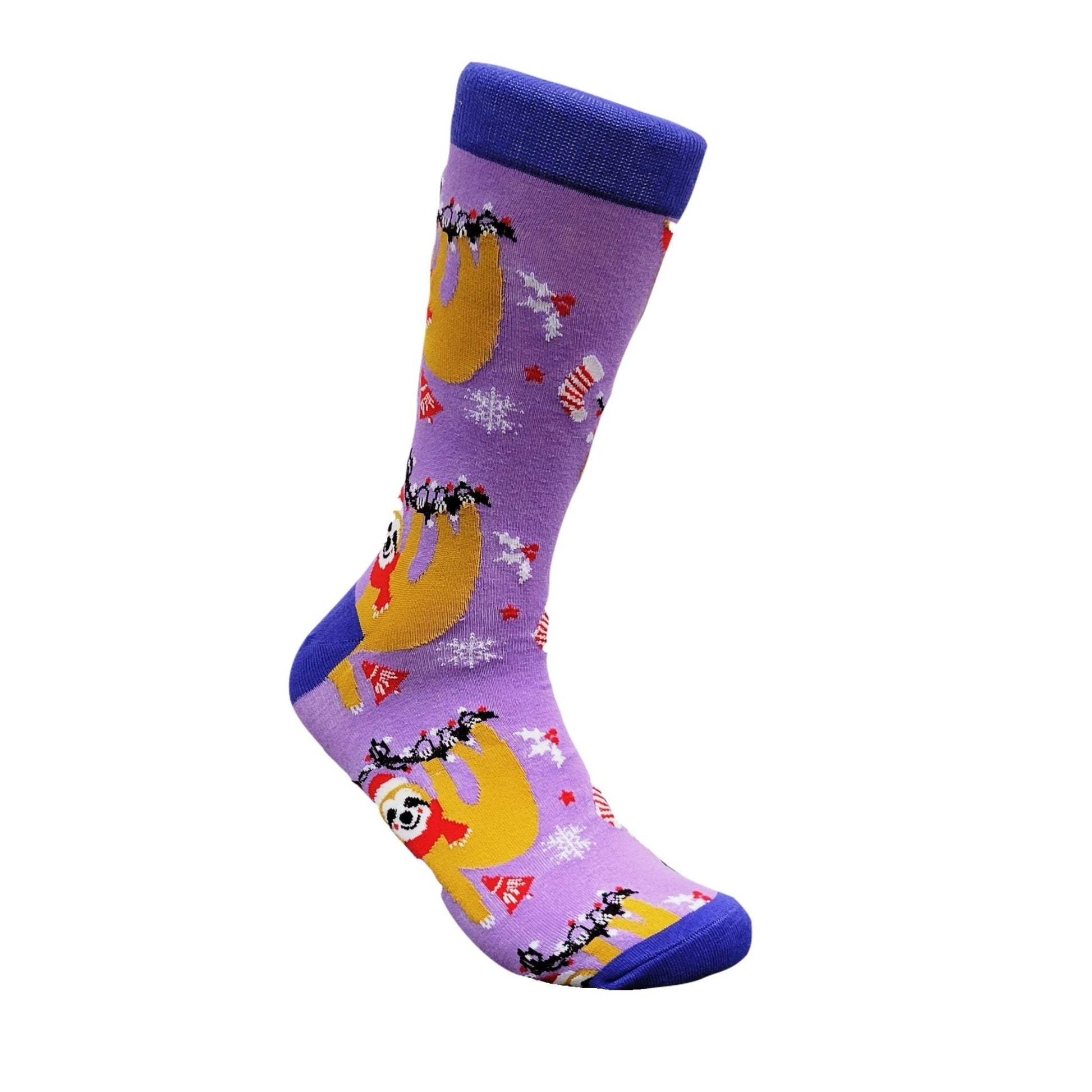 Festive Christmas Sloth Socks from the Sock Panda (Adult Large - Men's Shoe Sizes 8 - 12)