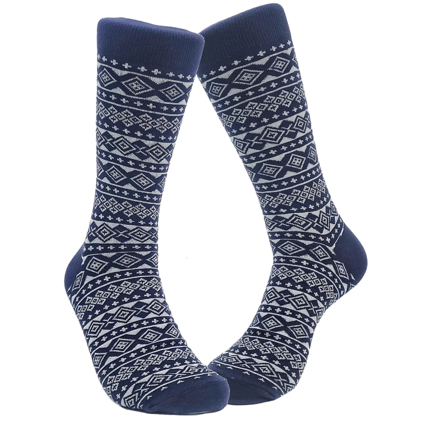 Festive Fair Isle Holiday Pattern Socks (Adult Large - Men's Shoe Sizes 8 - 12)