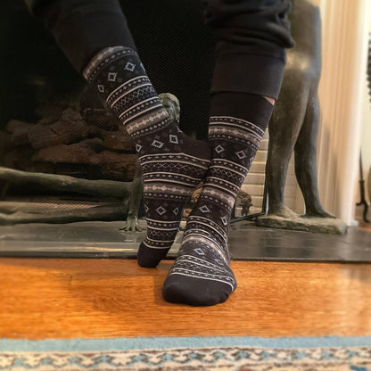 Festive Fair Isle Holiday Pattern Socks (Adult Large - Men's Shoe Sizes 8 - 12) FestiveFairLG
