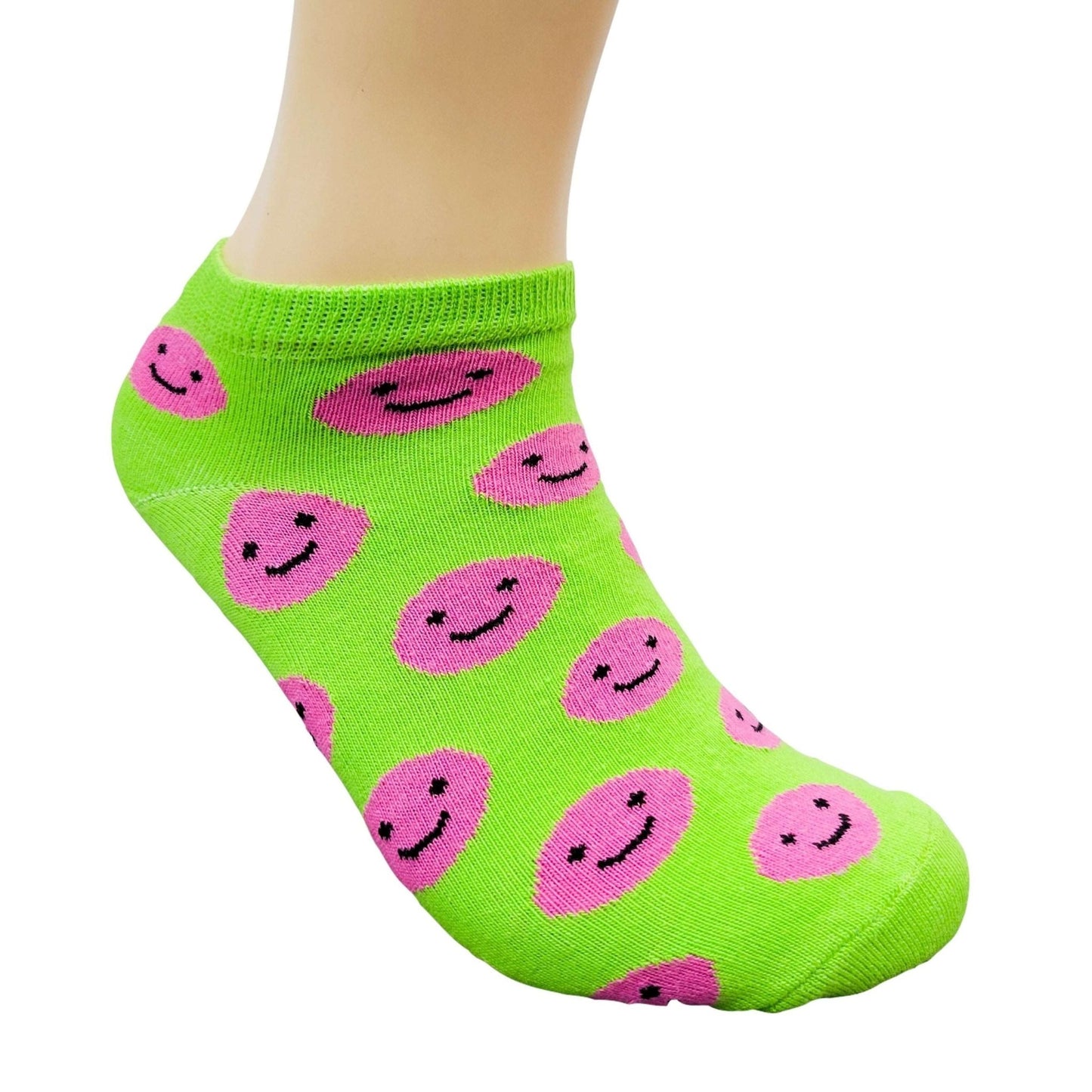 Fun Happy Face Patterned Ankle Socks (Adult Medium - Women's Shoe Sizes 5 - 10)