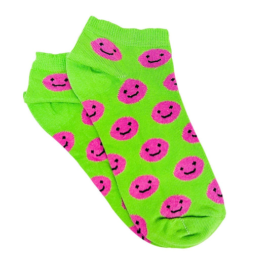 Fun Happy Face Patterned Ankle Socks (Adult Medium - Women's Shoe Sizes 5 - 10)