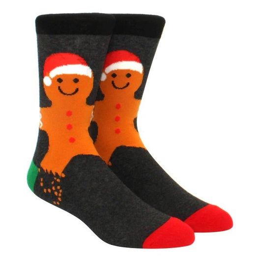 Gingerbread Man Socks (Adult Large - Men's Shoe Sizes 8 - 12)