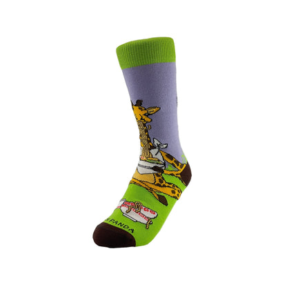 Giraffe Yogi Eating Ramen Socks from the Sock Panda (Adult Small - Shoe Sizes 2 - 5)
