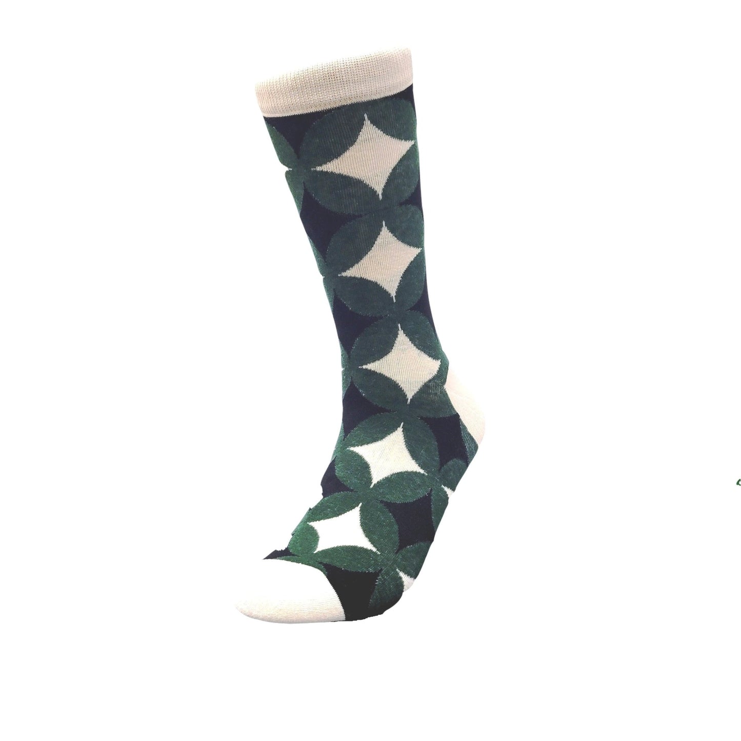 Green Avocado Colored Geometric Patterned Socks from the Sock Panda (Adult Large - Men's Shoe Sizes 8 - 12)