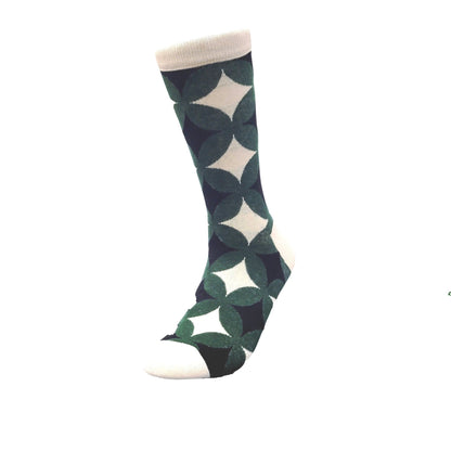 Green Avocado Colored Geometric Patterned Socks from the Sock Panda (Adult Large - Men's Shoe Sizes 8 - 12)