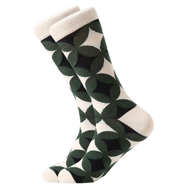 Green Avocado Colored Geometric Patterned Socks from the Sock Panda (Adult Large - Men's Shoe Sizes 8 - 12)