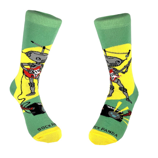 Guitar Playing Musical Robot Socks from the Sock Panda (Adult Small - Shoe Sizes 2 - 5)
