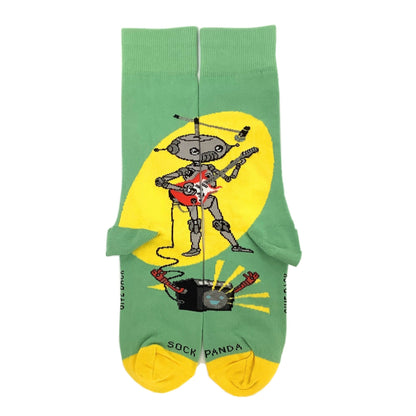 Guitar Playing Musical Robot Socks from the Sock Panda (Adult Small - Shoe Sizes 2 - 5)