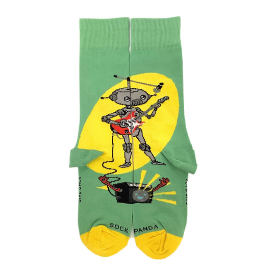 Guitar Playing Musical Robot Socks from the Sock Panda (Adult Small - Shoe Sizes 2 - 5)