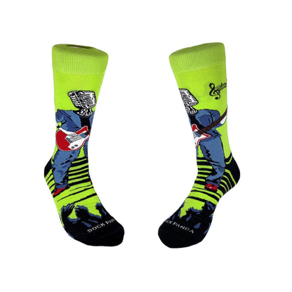 Guitar Singing Music Man Socks from the Sock Panda (Adult Large - Men's Shoe Sizes 8 - 12)