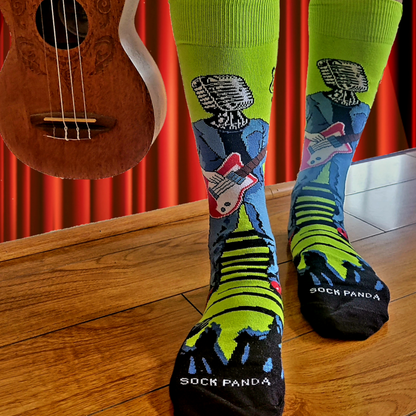 Guitar Singing Music Man Socks from the Sock Panda (Adult Large - Men's Shoe Sizes 8 - 12)
