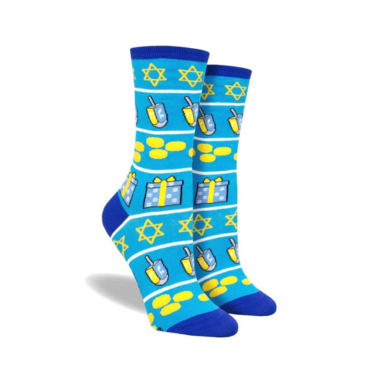 "Hanukkah Icons" Socks (Adult Medium - Women's Shoe Sizes 5 - 10)