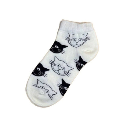 Happy Cat Face Pattern Ankle Socks (Adult Medium - Women's Shoe Sizes 5 - 10)