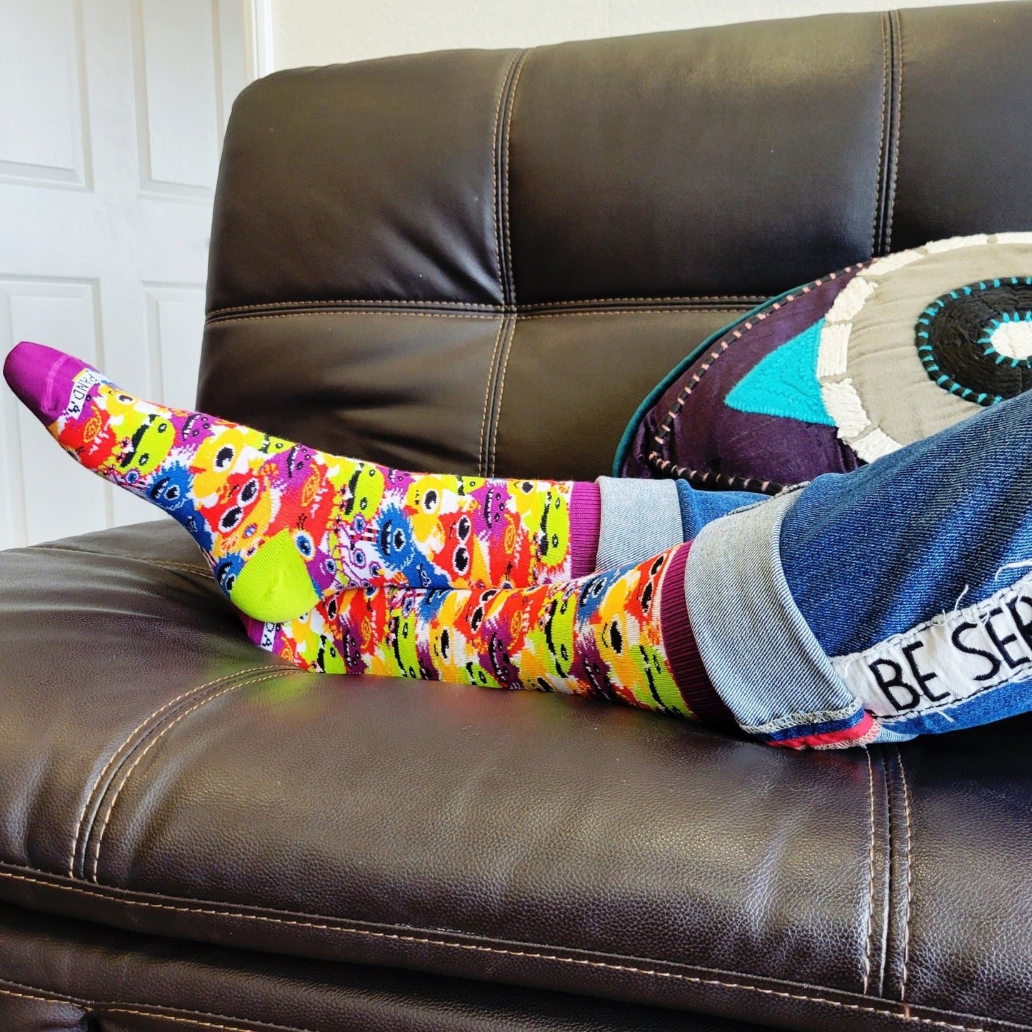 Happy Monster Faces Socks from the Sock Panda (Adult Small - Shoe Sizes 2 - 5)