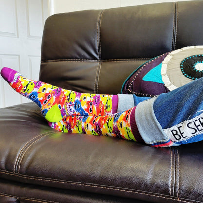 Happy Monster Faces Socks from the Sock Panda (Adult Small - Shoe Sizes 2 - 5)