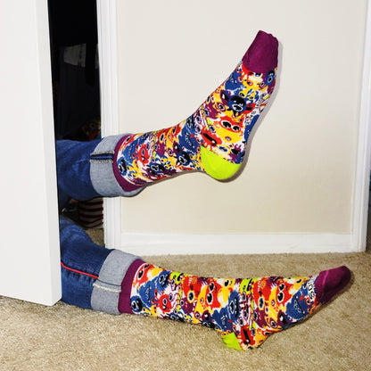 Happy Monster Faces Socks from the Sock Panda (Adult Small - Shoe Sizes 2 - 5)