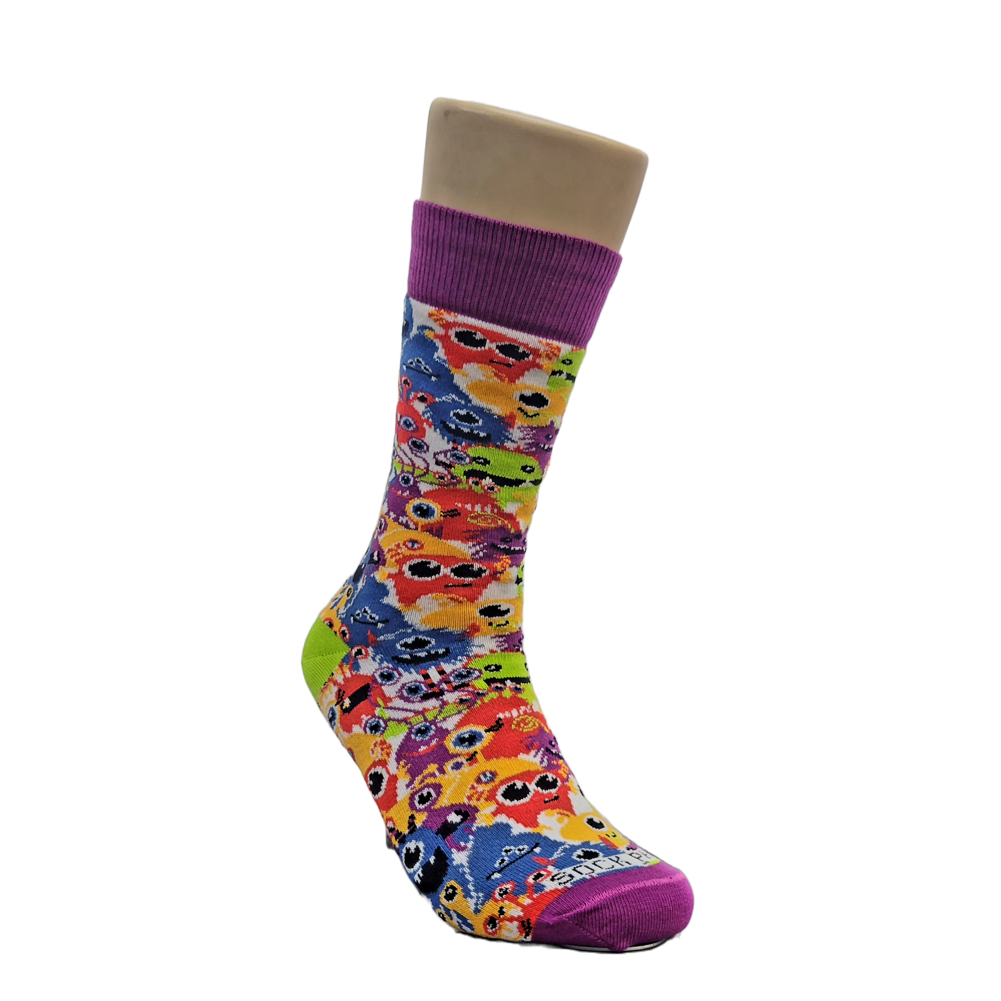 Happy Monster Faces Socks from the Sock Panda (Adult Small - Shoe Sizes 2 - 5)