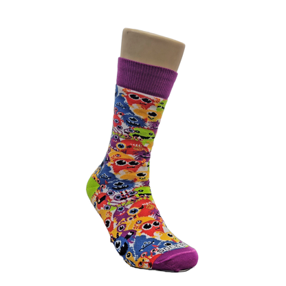 Happy Monster Faces Socks from the Sock Panda (Adult Small - Shoe Sizes 2 - 5)