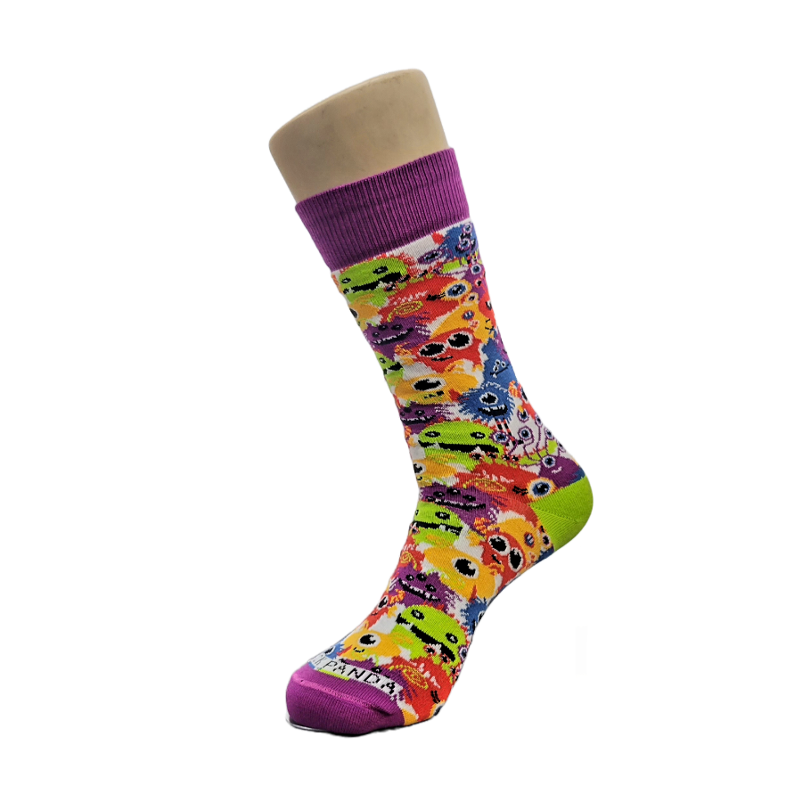 Happy Monster Faces Socks from the Sock Panda (Adult Small - Shoe Sizes 2 - 5)