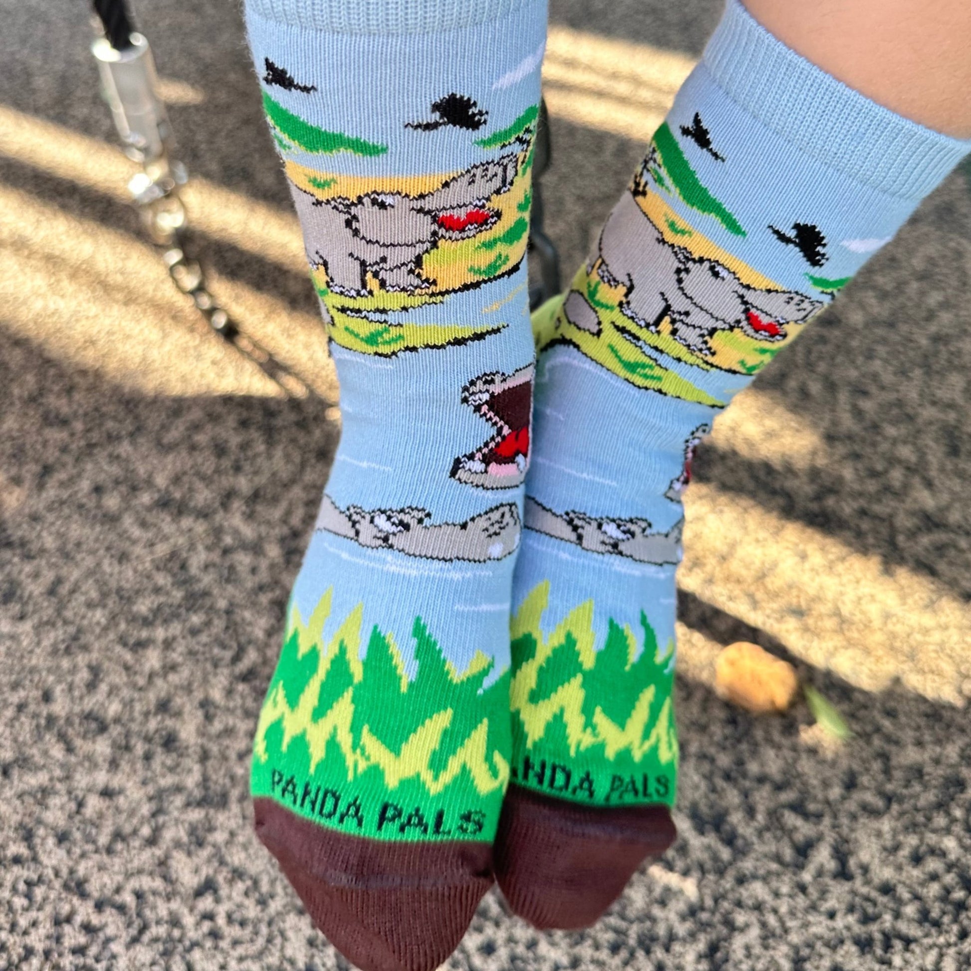 Hippos Playing in a Pond Socks from the Sock Panda (Ages 3 - 7)