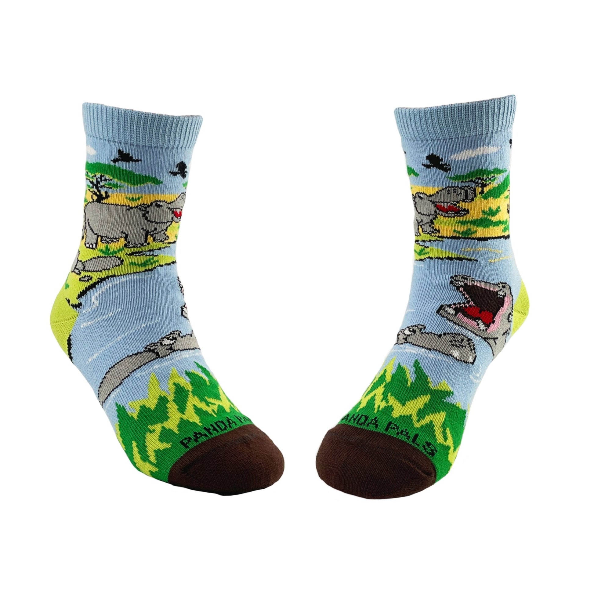 Hippos Playing in a Pond Socks from the Sock Panda (Ages 3 - 7)