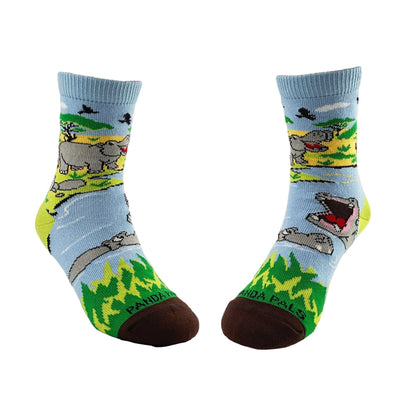 Hippos Playing in a Pond Socks from the Sock Panda (Ages 3 - 7)