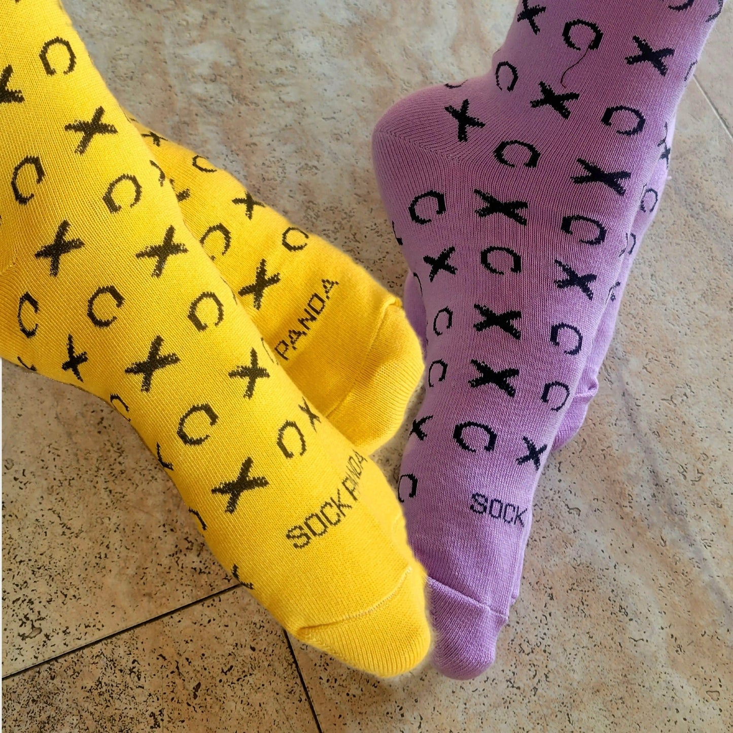 Hugs and Kisses (xoxo) Love Patterned Socks from the Sock Panda