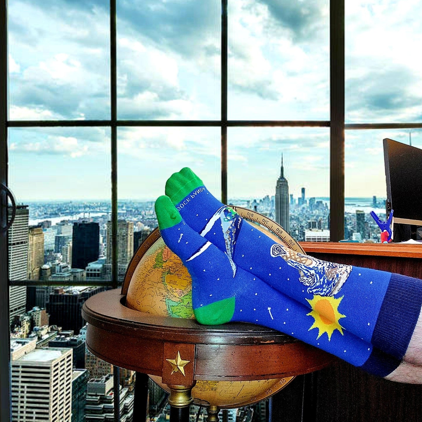 Ice Cream Cone Earth Socks from the Sock Panda (Adult Large - Men's Shoe Sizes 8 - 12)