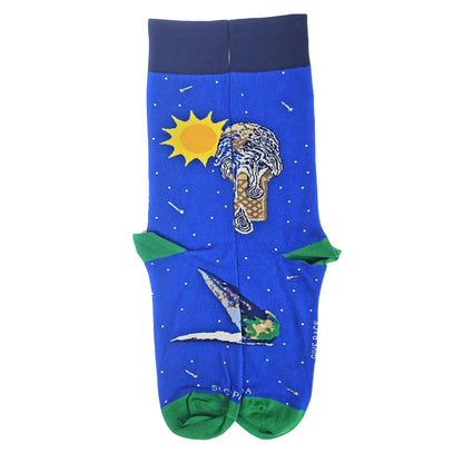 Ice Cream Cone Earth Socks from the Sock Panda (Adult Large - Men's Shoe Sizes 8 - 12)