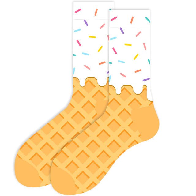 Ice Cream Cone Socks (Adult Medium - Women's Shoe Sizes 5 - 10)