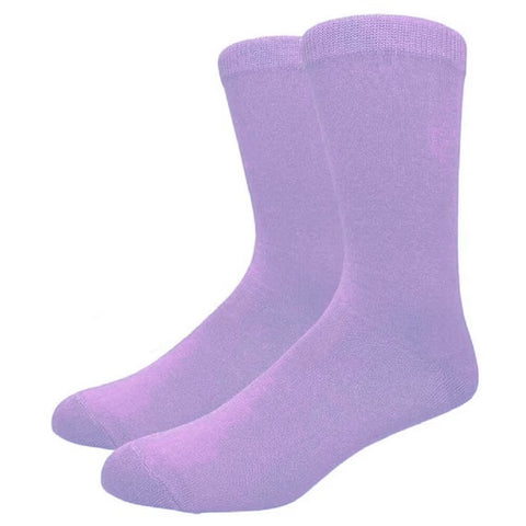 Solid Color Crew Cotton Dress Socks - Lilac