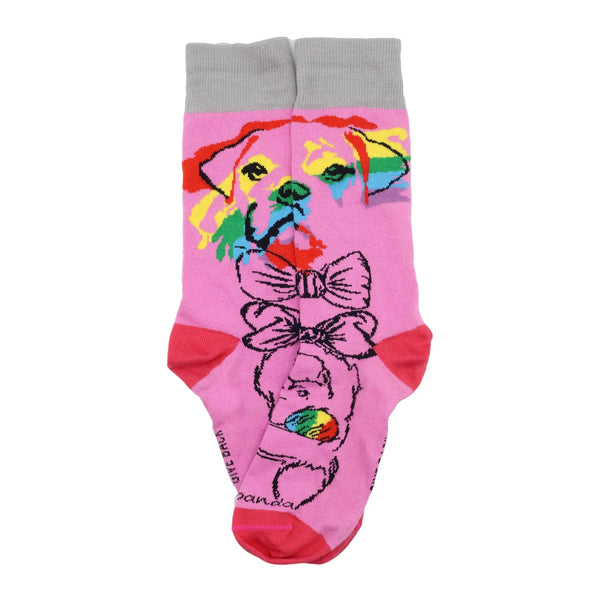 Pink Reflective Rainbow Dog Socks