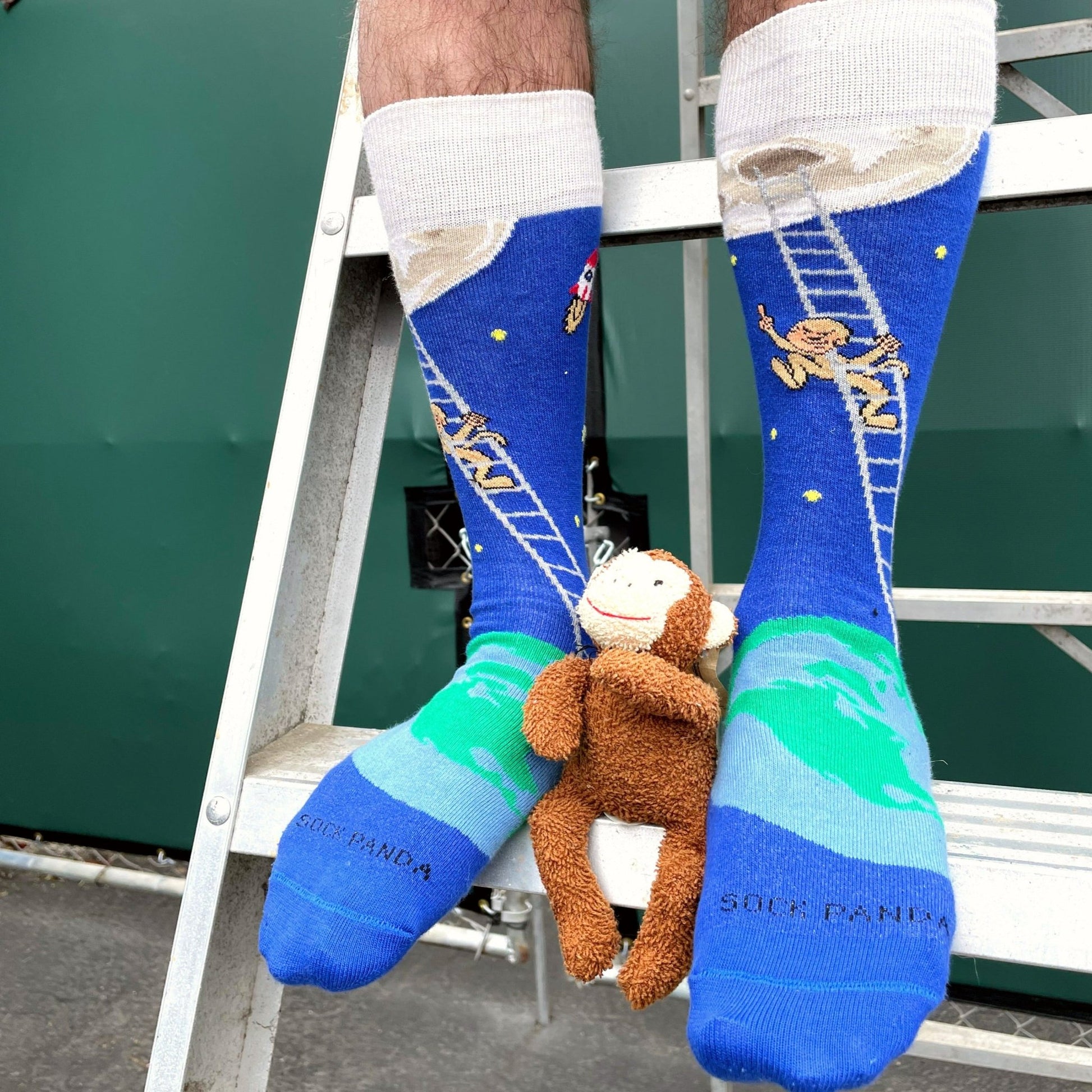 It is Good to Dream - Monkey Climbing Ladder to the Moon Socks from the Sock Panda