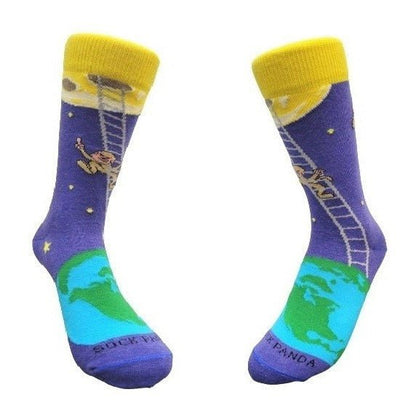 It is Good to Dream - Monkey Climbing Ladder to the Moon Socks from the Sock Panda (Adult Small - Shoe Sizes 2-5)