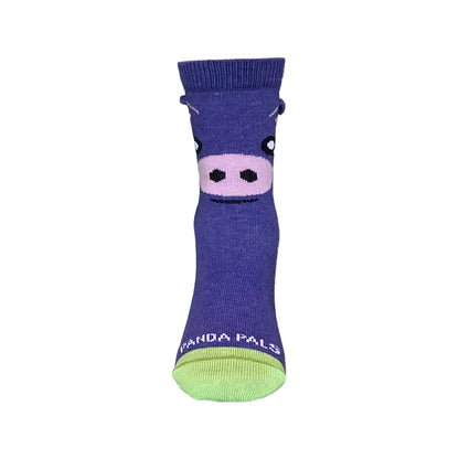 Joyful Purple Pig Socks (Ages 3 - 5)