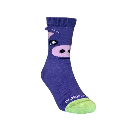 Joyful Purple Pig Socks (Ages 3 - 5)