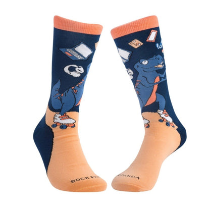 Juggling Dinosaur on Roller Skates Socks