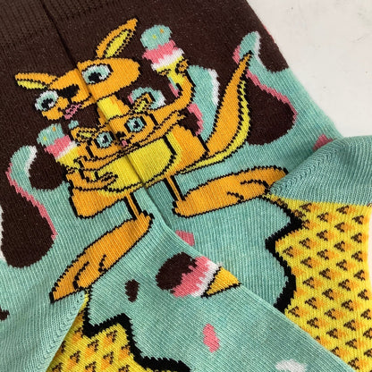 Kangaroo Ice Cream Day Socks (Ages 3 - 7) from the Sock Panda