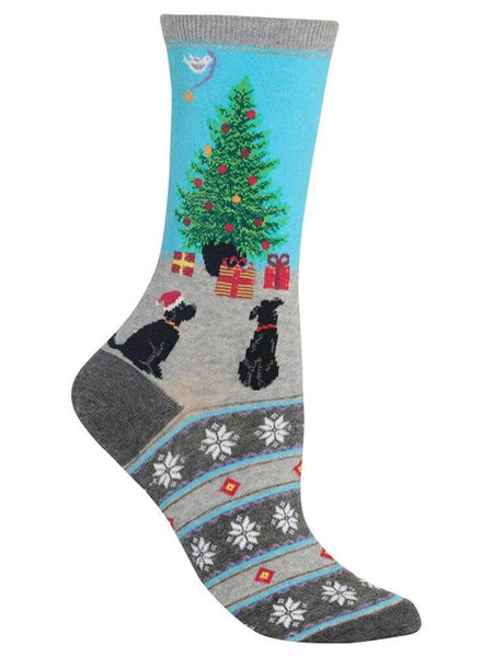 Christmas Tree Dogs Socks (Adult Medium) - Blue or Gray